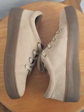 Aerosoles Term Paper Platform Sneakers Tan Lace-Up Suede Shoes Women's 8.5M